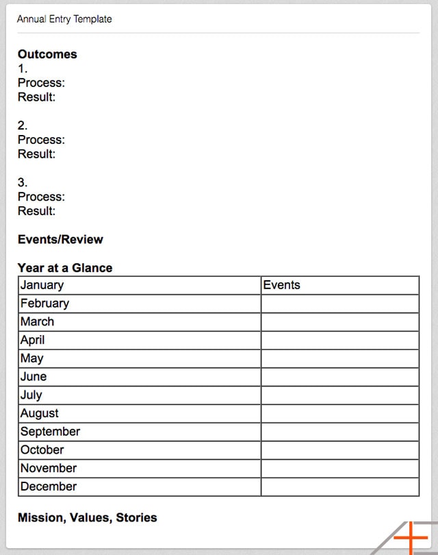 Annual Entry Template