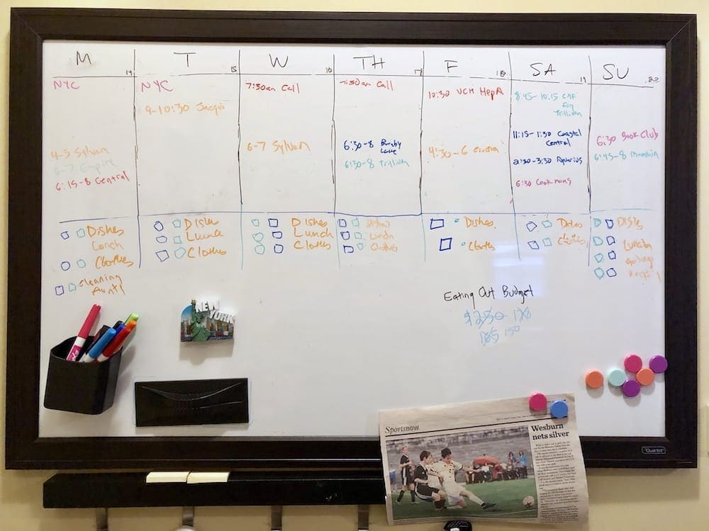 Whiteboard Family Calendar