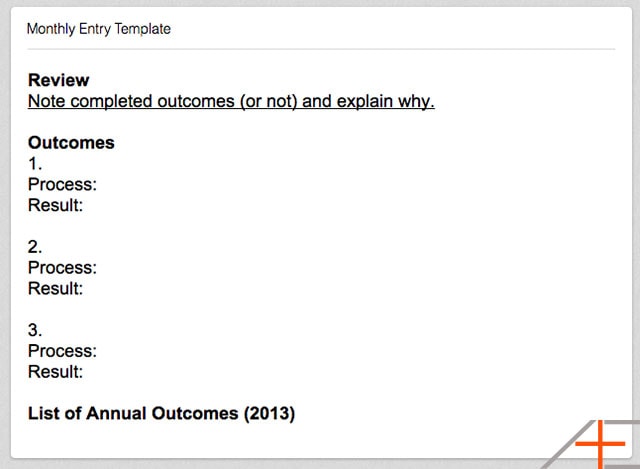 Monthly Entry Template