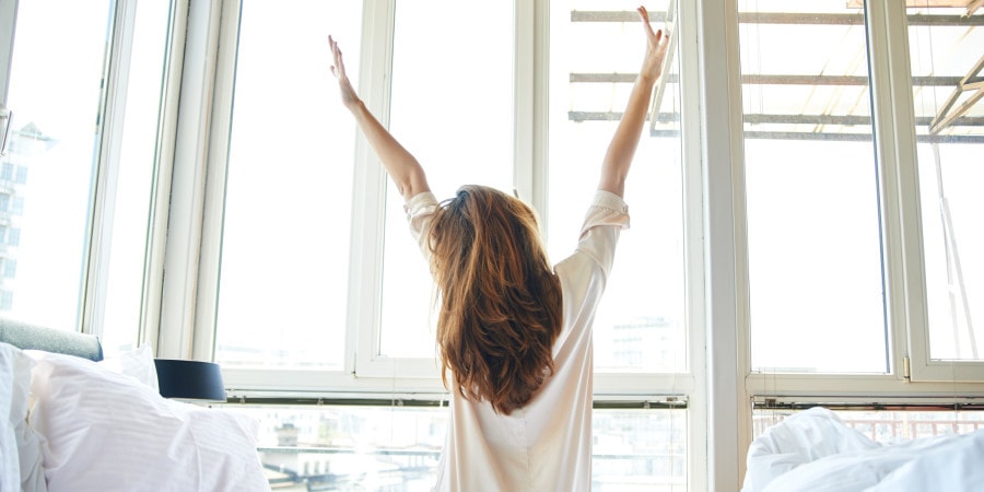 Morning stretch in bed