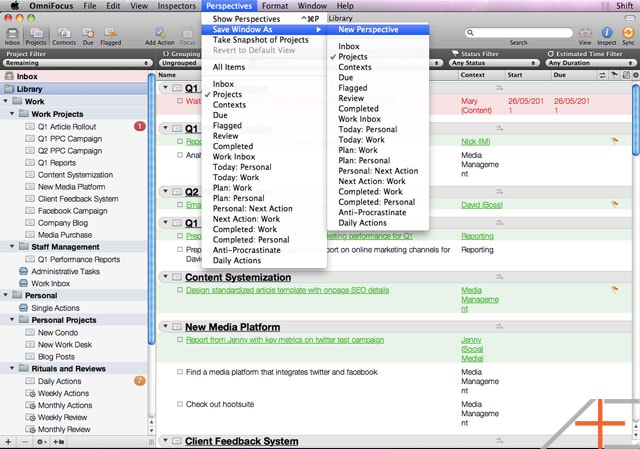 OmniFocus Creating Custom Perspectives