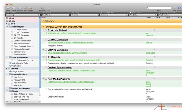 OmniFocus Review View