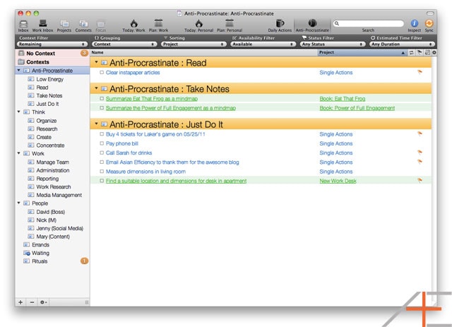 OmniFocus Workflow: Tom Jenkins' Anti-Procrastinate View