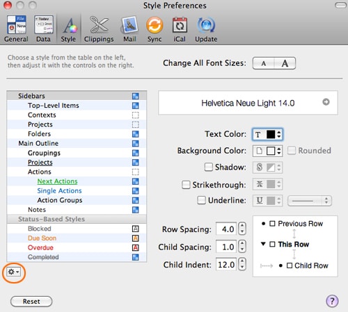 Omnifocus style preferences