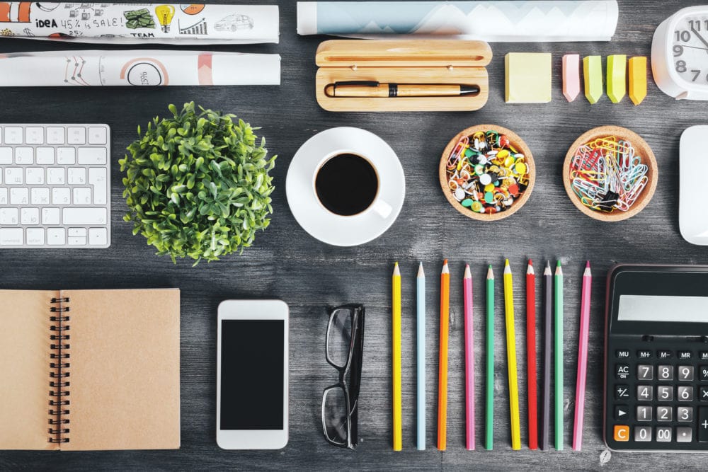 Table with office things