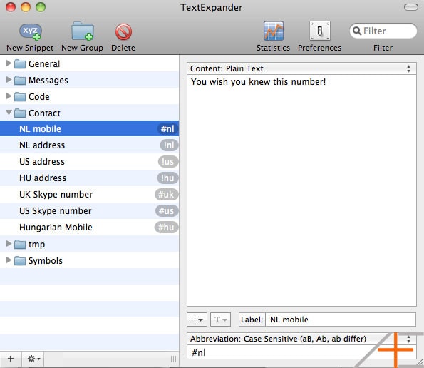 textexpander contacts