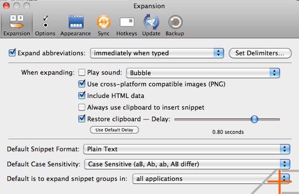 textexpander settings