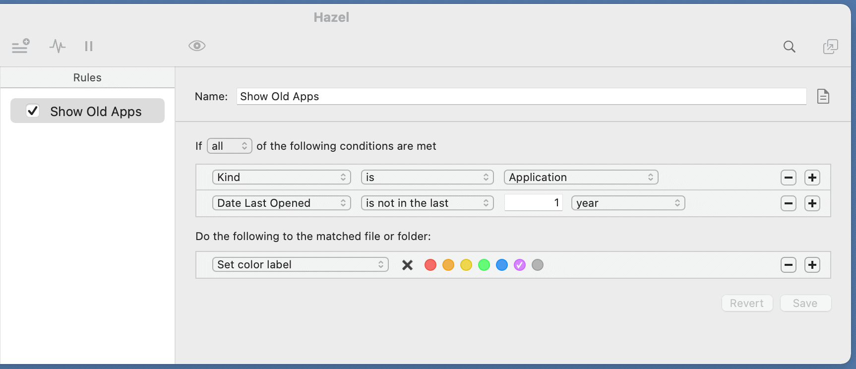 Hazel highlight old apps
