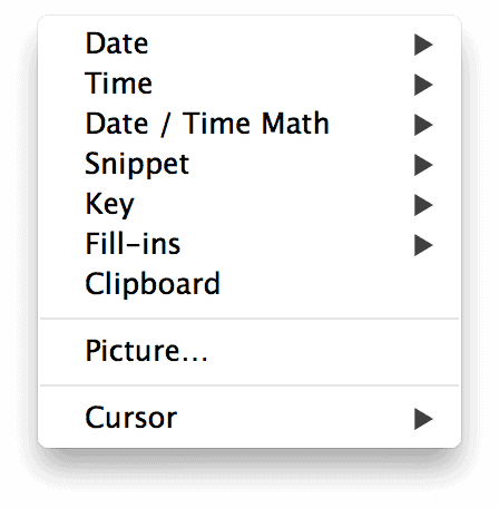 TextExpander Insert Menu