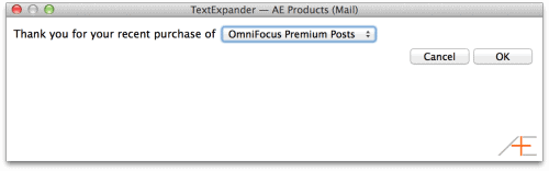 TextExpander Popup Menu Example